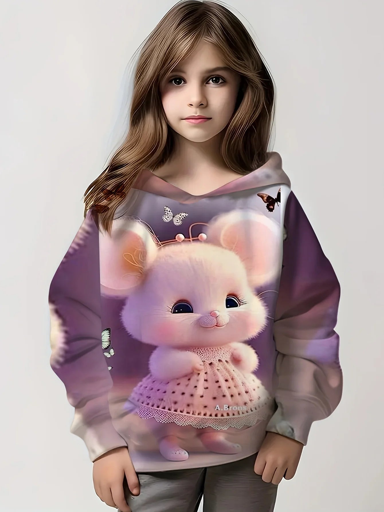 2-12Y Kids Girl  Long Sleeve Cute Hoodies