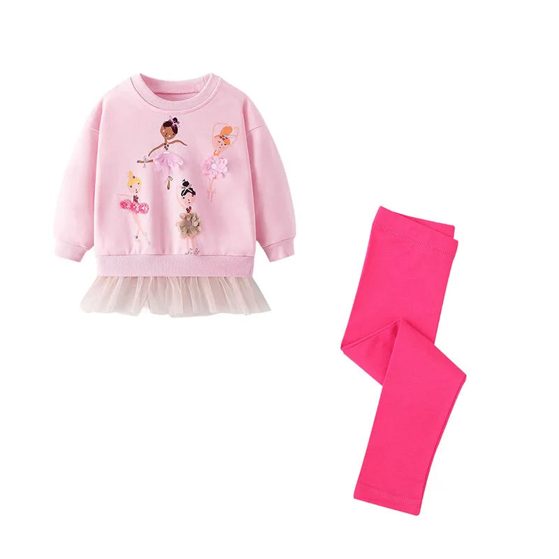 2-7Y Kid Girl Sets  Autumn Winter 2 Pcs Mouses Cat Outfits