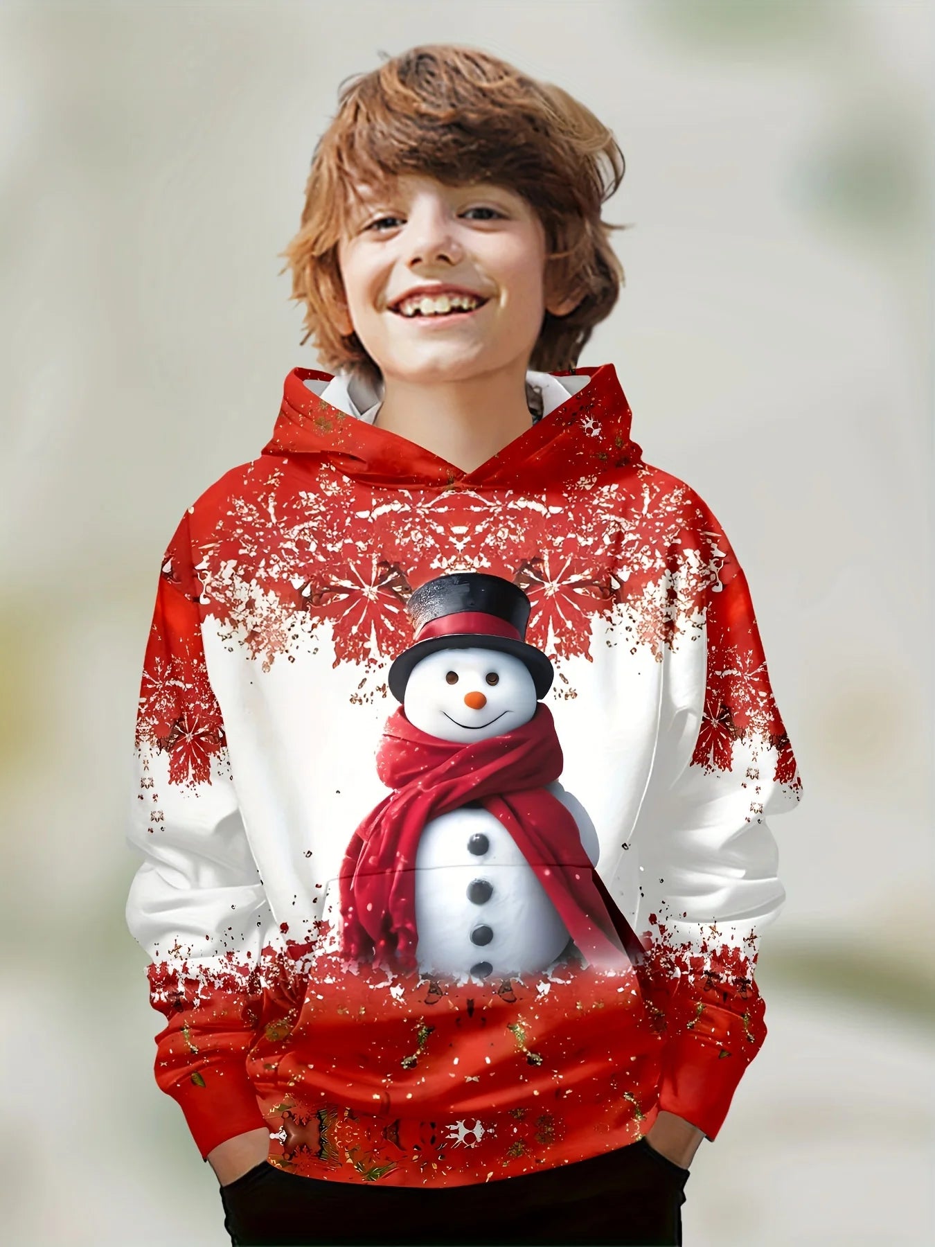 2-12Y Kids Boys Long Sleeve 3D Christmas Print Spring Fall Hoodie