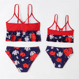 Family Matching Mother Daughter Swimsuits Ruffled Bikini