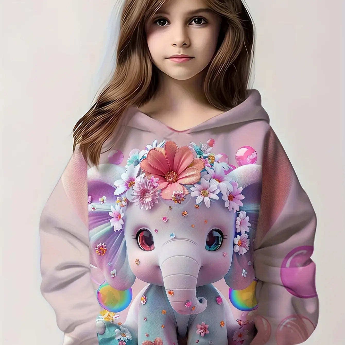 2-12Y Kids Girl  Long Sleeve Cute Hoodies