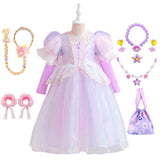 1-8Y Halloween Princesss Pink Costumes Kids Girl Autumn Winter Dress