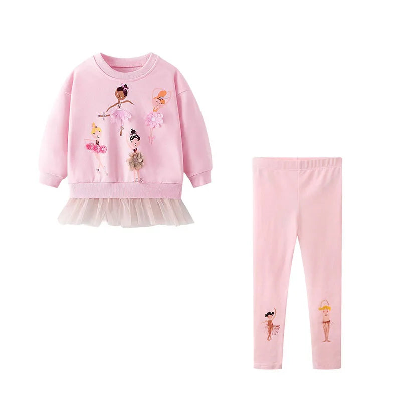 2-7Y Kid Girl Sets  Autumn Winter 2 Pcs Mouses Cat Outfits