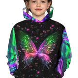 2-12Y Kids Girl Long Sleeve 3D Butterfly Print Hoodie