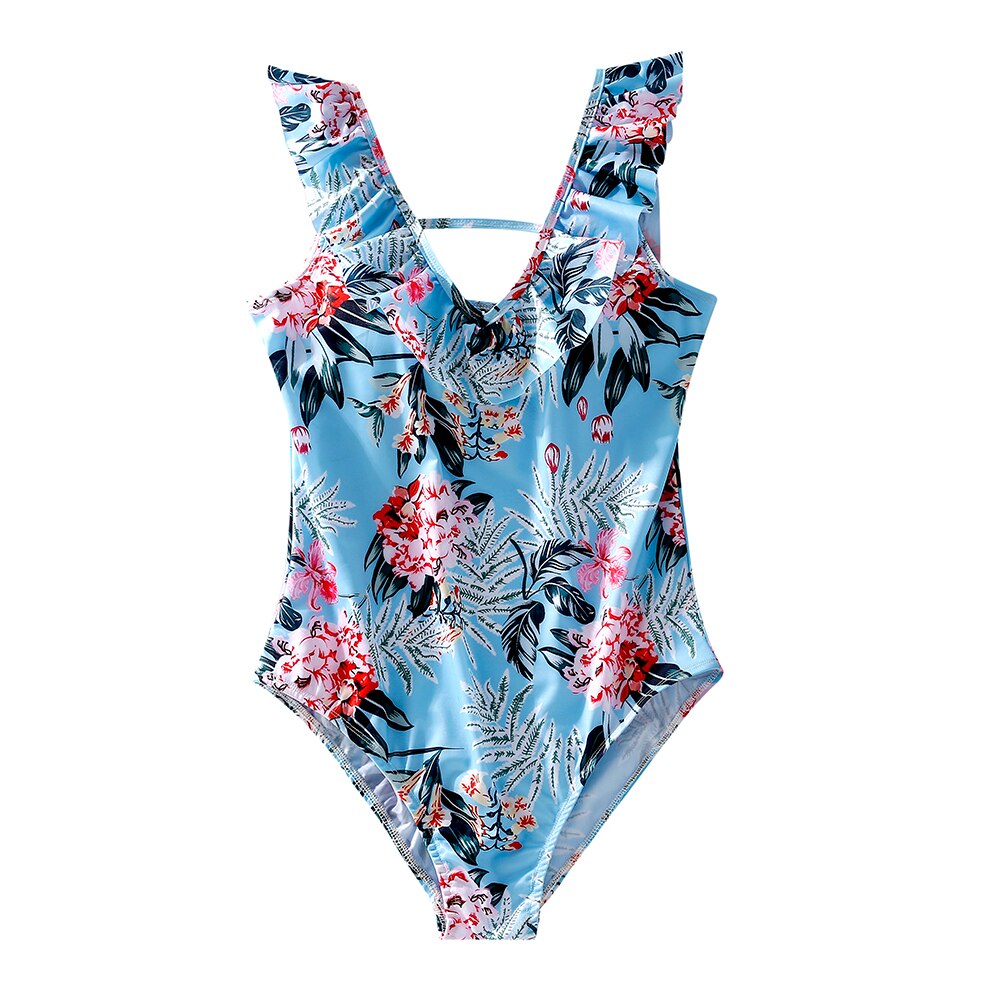 Family Matching Mother Kids Swimsuit Print Swimwear