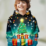 2-12Y Kids Boys Long Sleeve 3D Christmas Print Spring Fall Hoodie