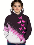 2-12Y Kids Girl Long Sleeve 3D Butterfly Print Hoodie