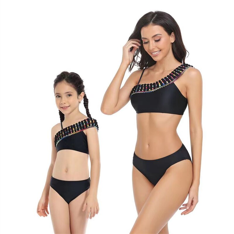 Family Matching One-Piece Mommy and Daughter Bathing Swimsuits