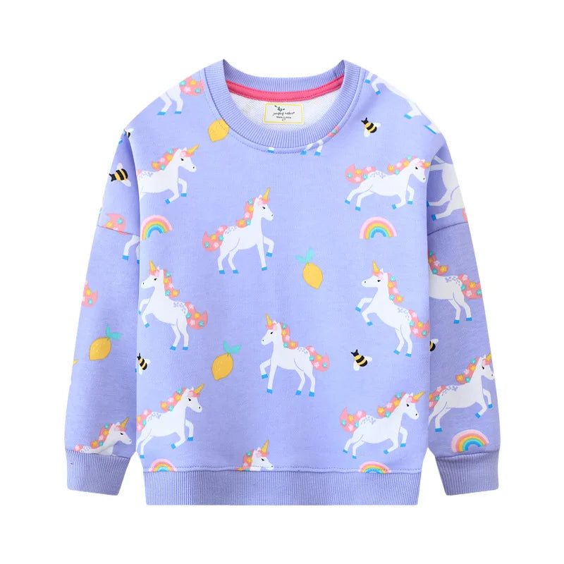 2-7T Fairy Tale Girls Sweatshirts Autumn Spring Long Sleeve Hooded Shirts