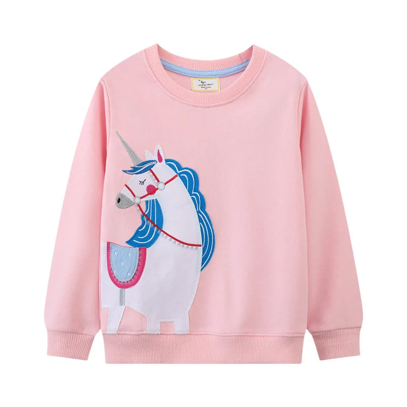 2-7T Fairy Tale Girls Sweatshirts Autumn Spring Long Sleeve Hooded Shirts