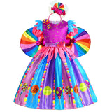 2-9Y Kid Baby Girl Rainbow Candy Costume Cosplay Lollipop Princess Dress
