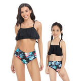 Family Matching Mother Daughter Swimsuits Ruffled Bikini