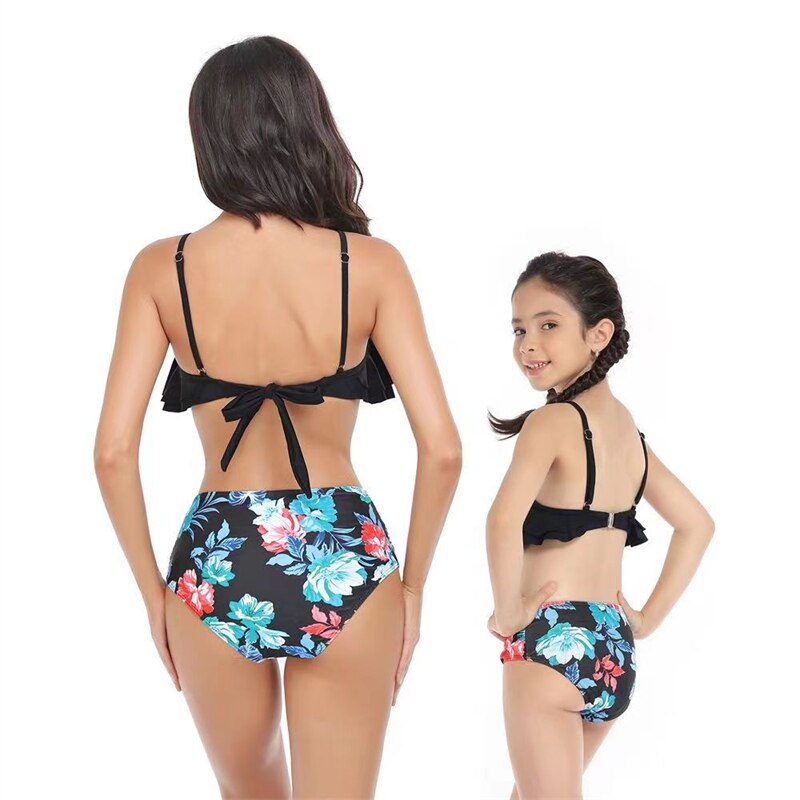 Family Matching One-Piece Mommy and Daughter Bathing Swimsuits