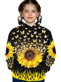 2-12Y Kids Girl Long Sleeve 3D Butterfly Print Hoodie