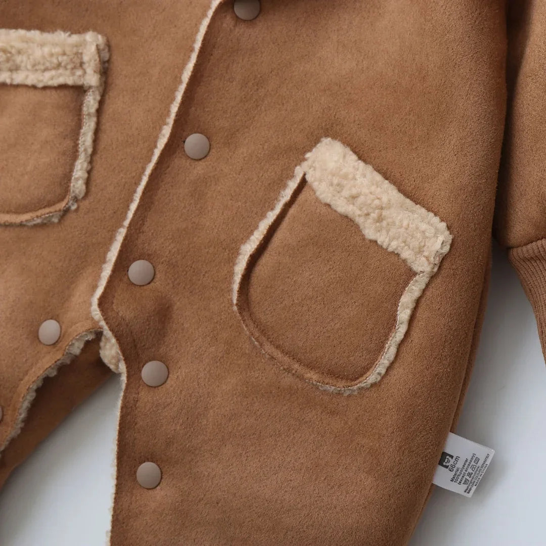 0-2Y Baby Newborn Infant Boy Girl Sherpa Lined Fleece Rompers