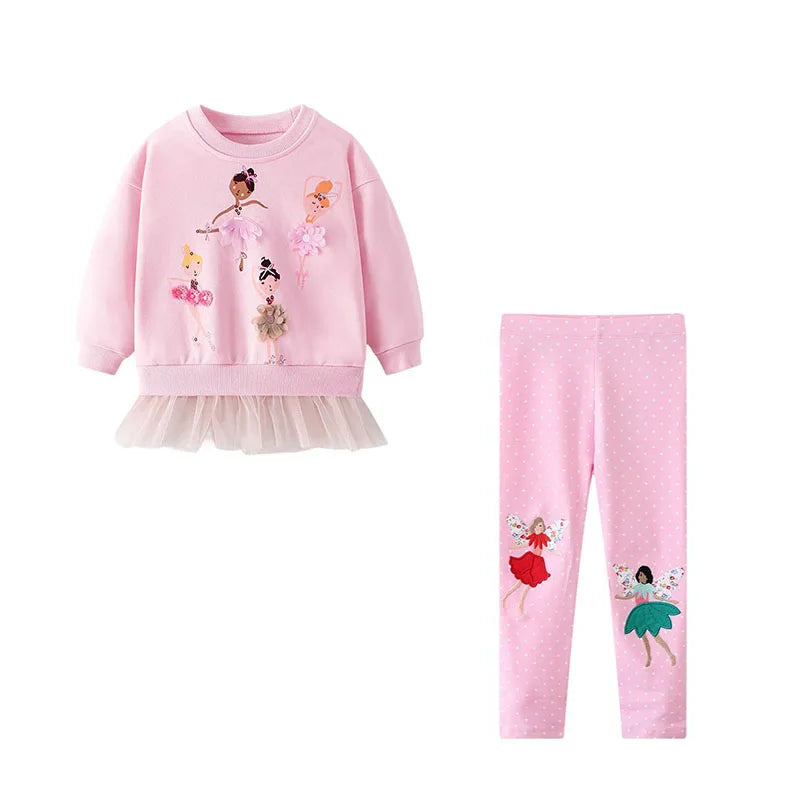 2-7Y Kid Girl Sets  Autumn Winter 2 Pcs Mouses Cat Outfits