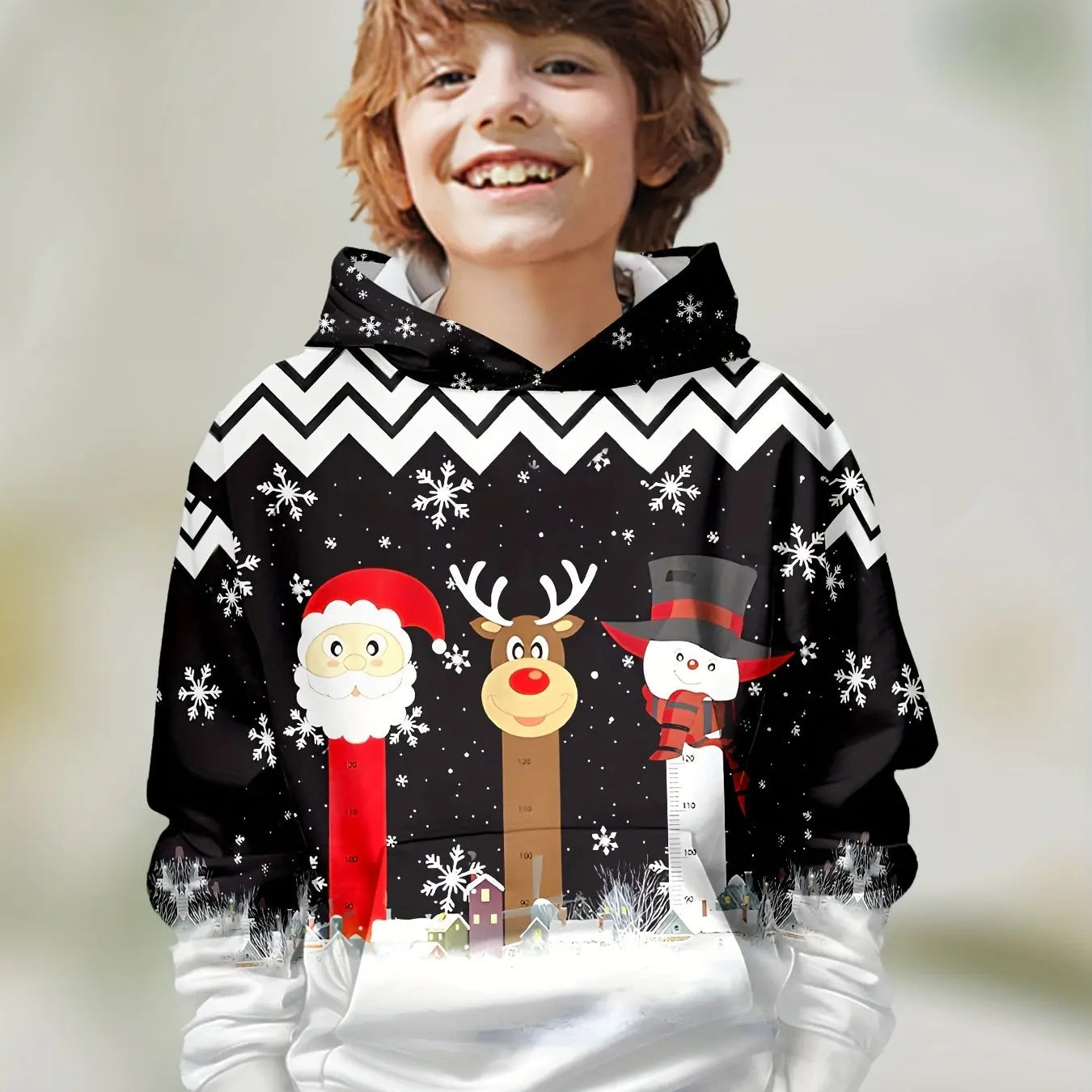 2-12Y Kids Boys Long Sleeve 3D Christmas Print Spring Fall Hoodie