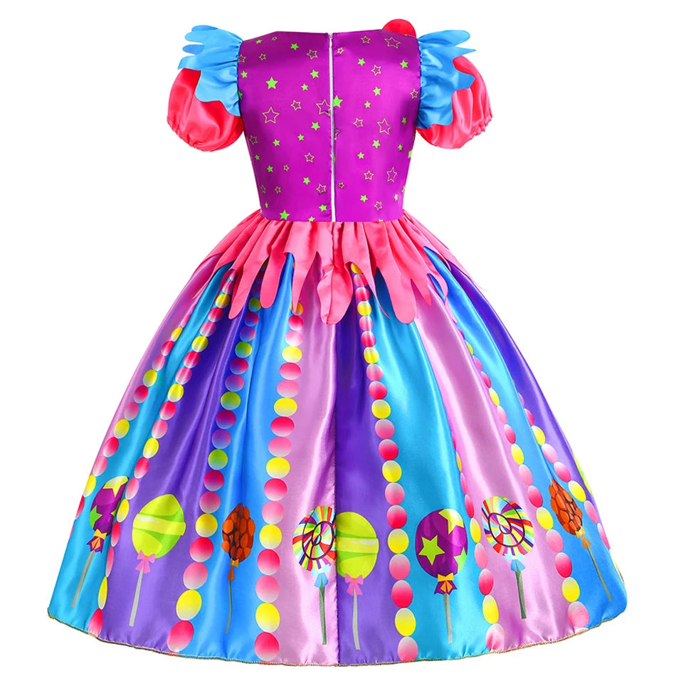 2-9Y Kid Baby Girl Rainbow Candy Costume Cosplay Lollipop Princess Dress