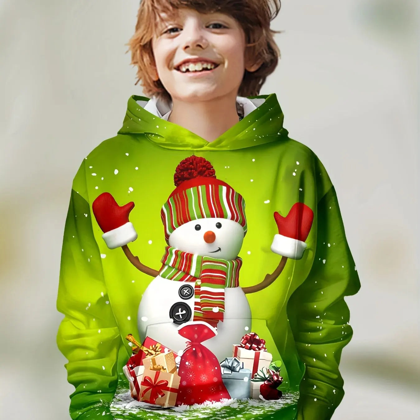 2-12Y Kids Boys Long Sleeve 3D Christmas Print Spring Fall Hoodie