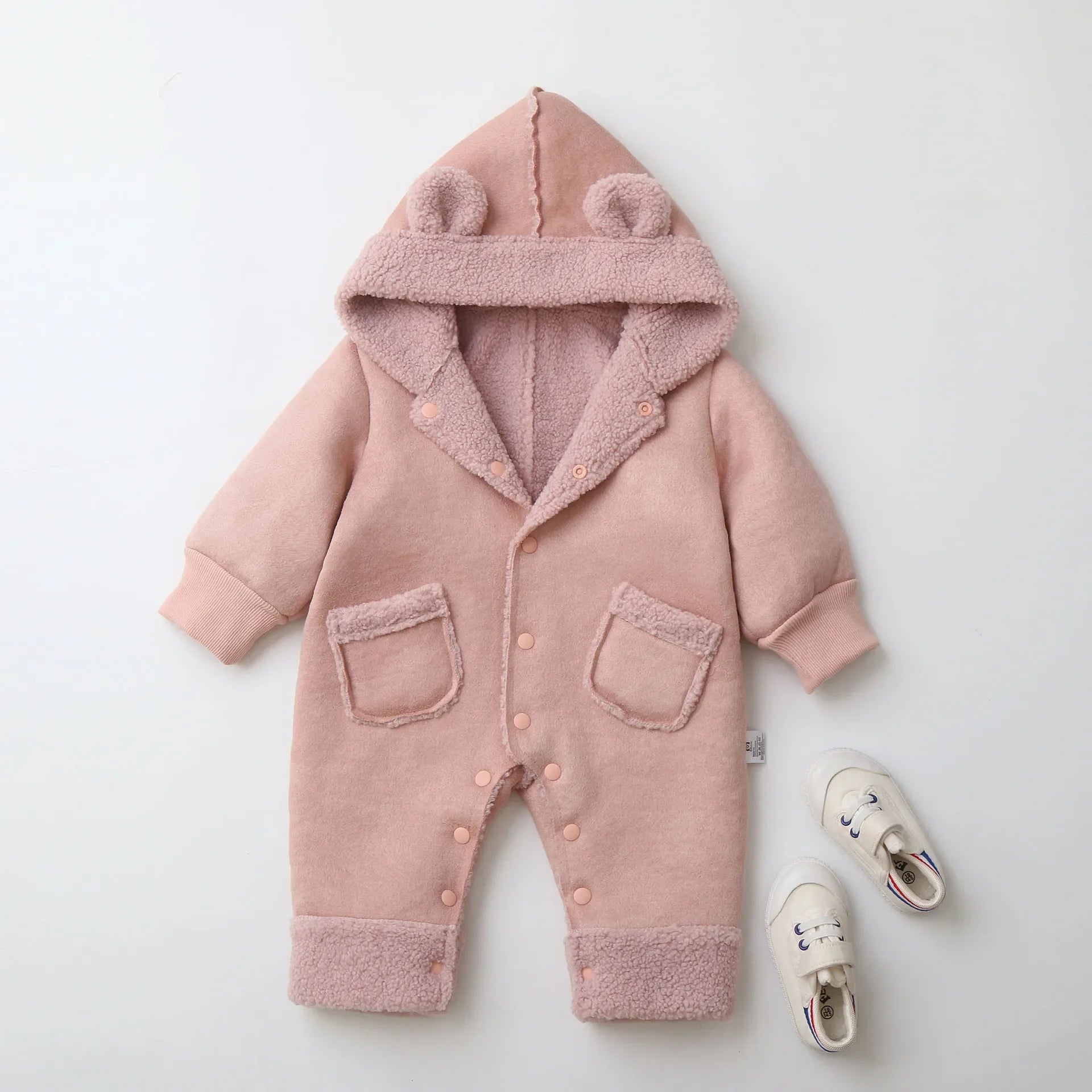 0-2Y Baby Newborn Infant Boy Girl Sherpa Lined Fleece Rompers