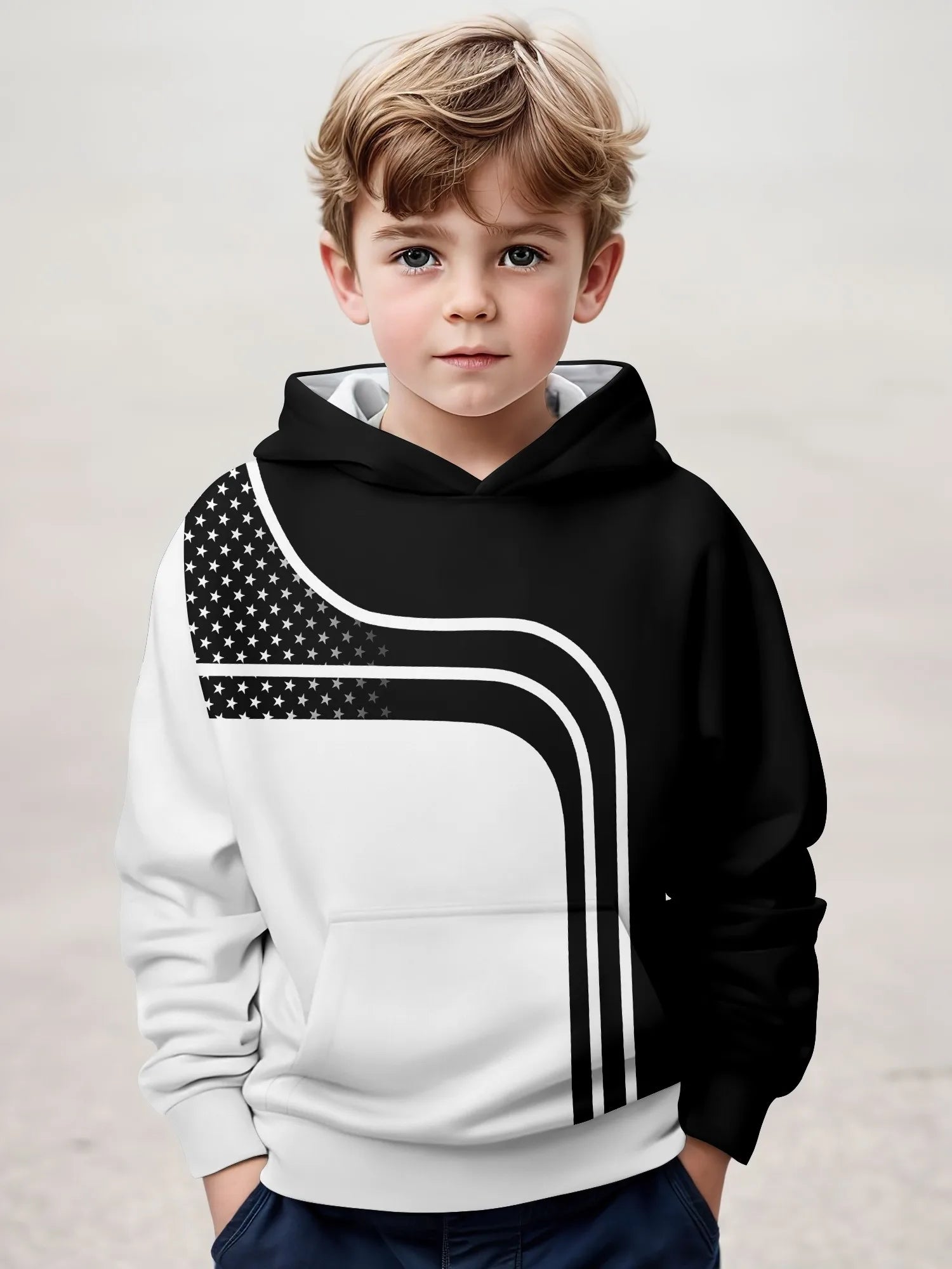 2-12Y Kids Boys  Long Sleeve 3D Fashion Print Spring Fall Hoodie