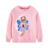 2-7T Fairy Tale Girls Sweatshirts Autumn Spring Long Sleeve Hooded Shirts