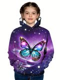 2-12Y Kids Girl Long Sleeve 3D Butterfly Print Hoodie