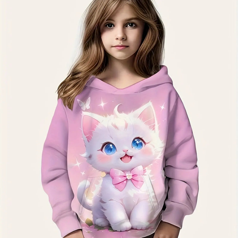 2-12Y Kids Girl  Long Sleeve Cute Hoodies