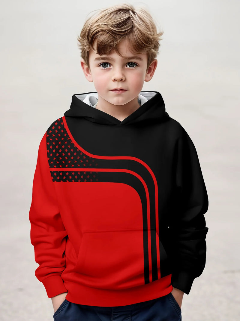 2-12Y Kids Boys  Long Sleeve 3D Fashion Print Spring Fall Hoodie