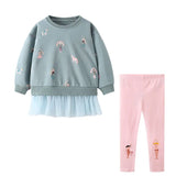 2-7Y Kid Girl Sets  Autumn Winter 2 Pcs Mouses Cat Outfits