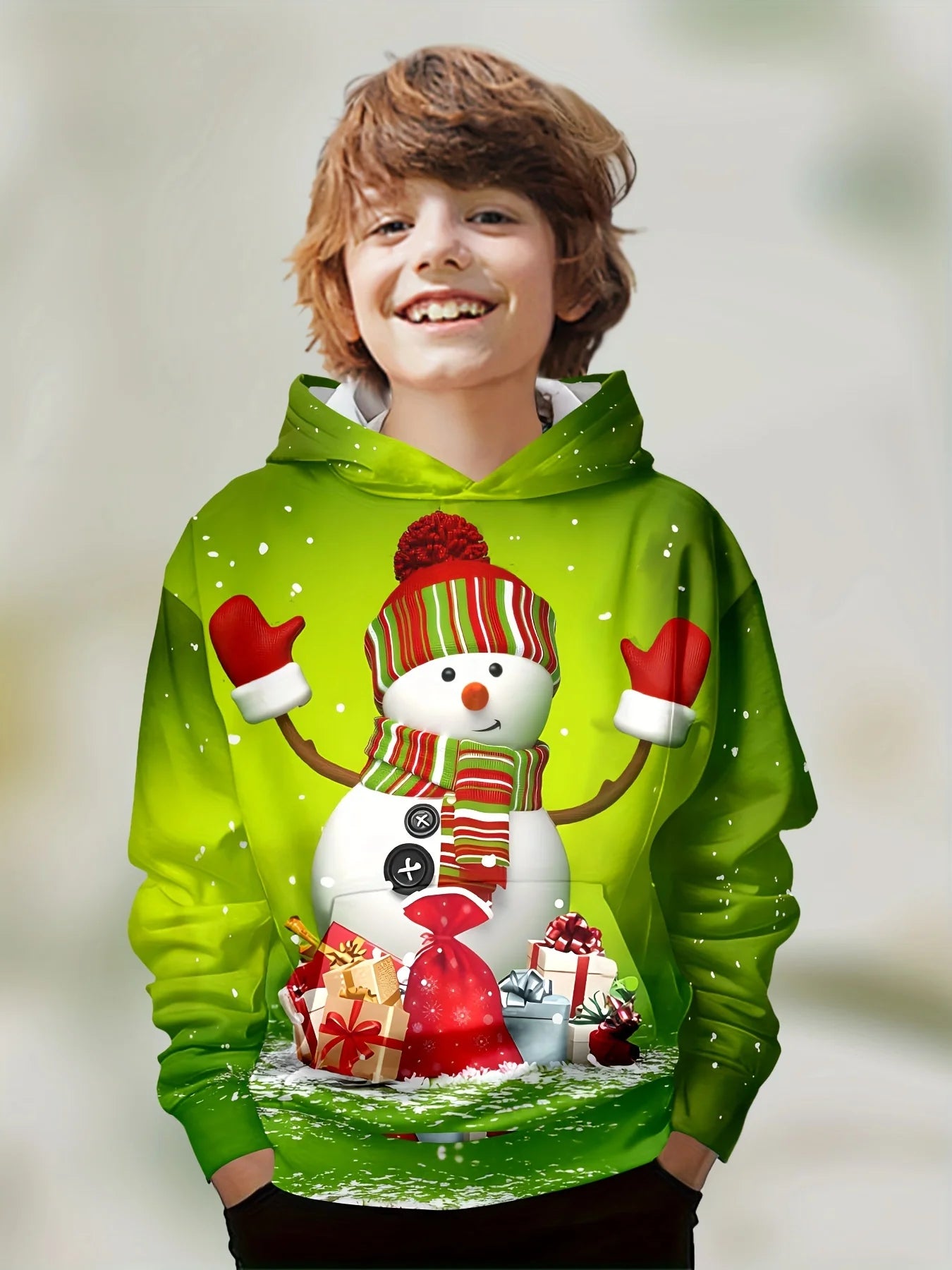 2-12Y Kids Boys Long Sleeve 3D Christmas Print Spring Fall Hoodie