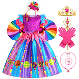 2-9Y Kid Baby Girl Rainbow Candy Costume Cosplay Lollipop Princess Dress