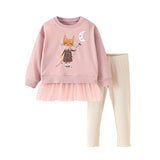 2-7Y Kid Girl Sets  Autumn Winter 2 Pcs Mouses Cat Outfits