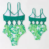 Family Matching One-Piece Mommy and Daughter Bathing Swimsuits