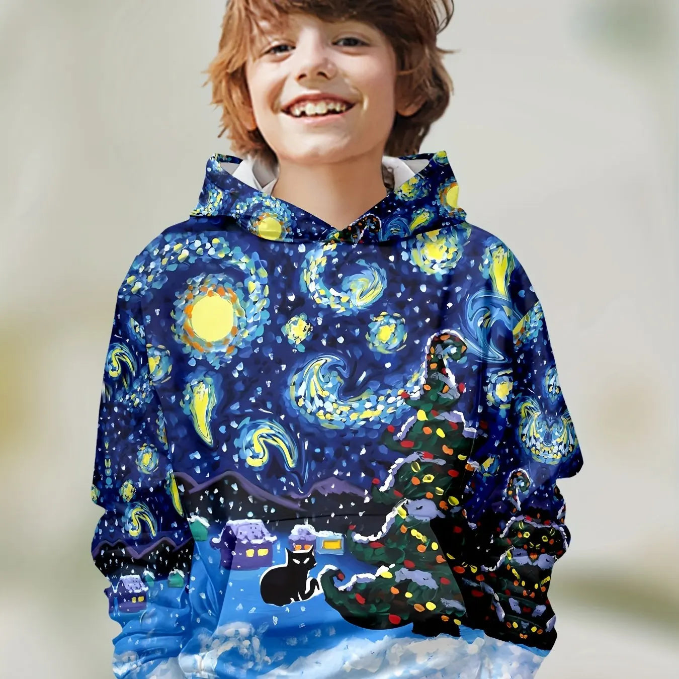 2-12Y Kids Boys Long Sleeve 3D Christmas Print Spring Fall Hoodie