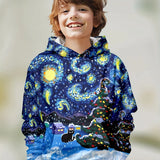 2-12Y Kids Boys Long Sleeve 3D Christmas Print Spring Fall Hoodie