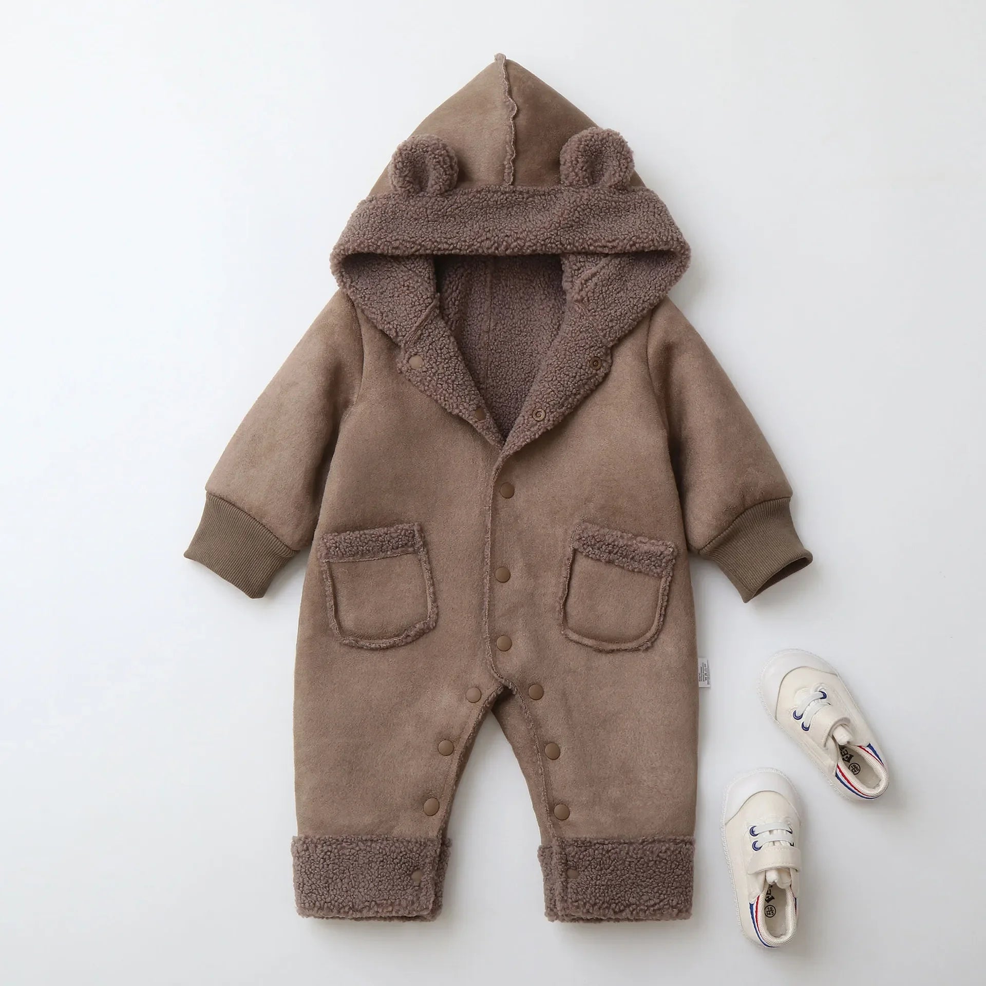 0-2Y Baby Newborn Infant Boy Girl Sherpa Lined Fleece Rompers