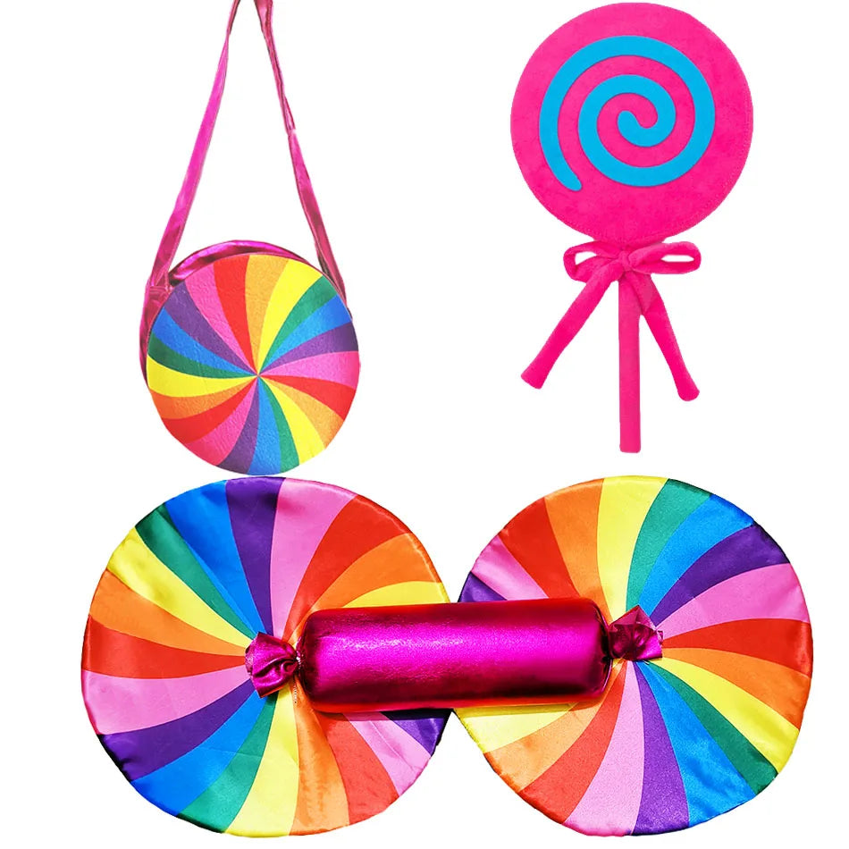 2-9Y Kid Baby Girl Rainbow Candy Costume Cosplay Lollipop Princess Dress