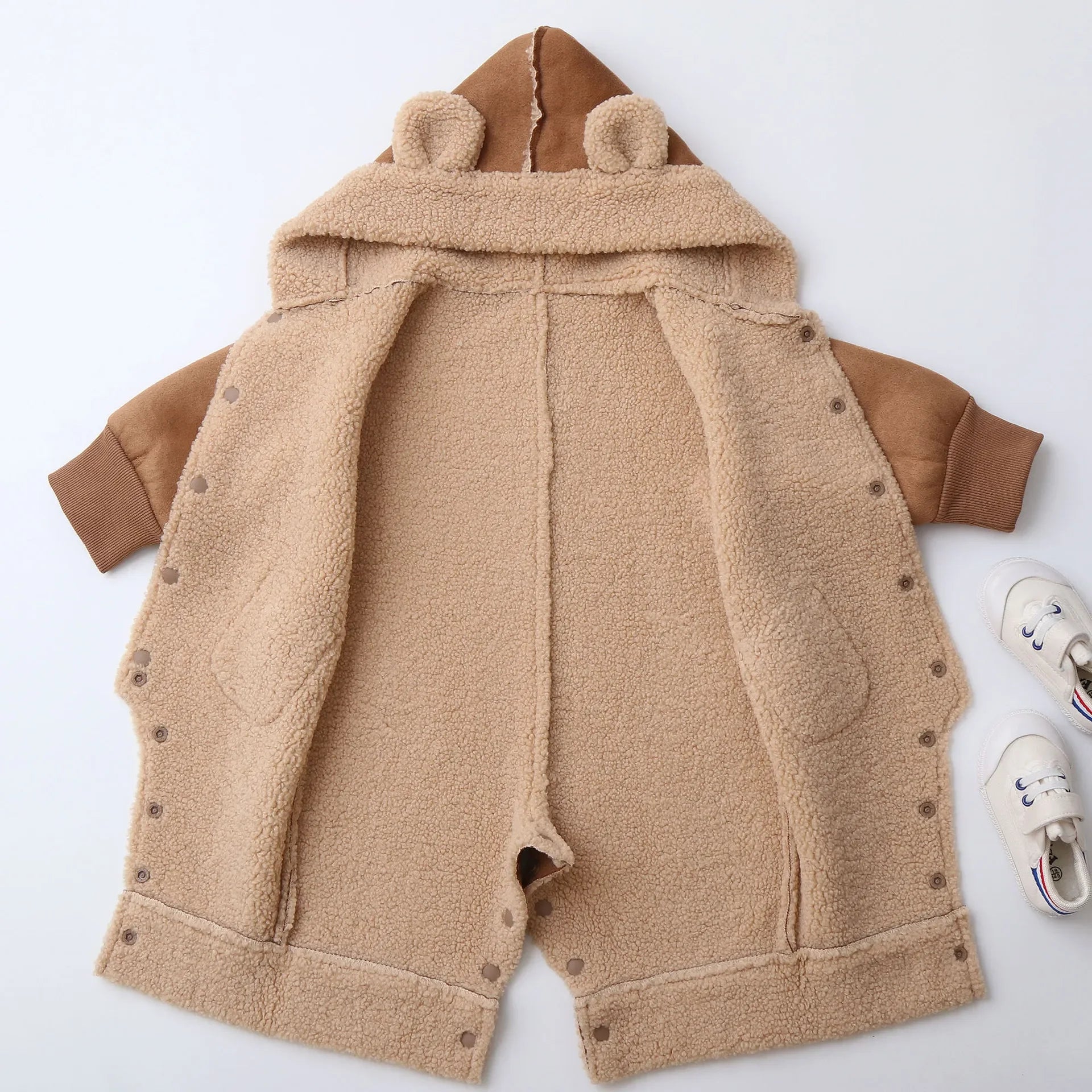 0-2Y Baby Newborn Infant Boy Girl Sherpa Lined Fleece Rompers