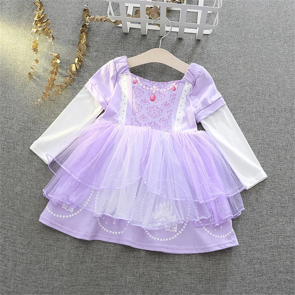 1-6Y Kid Girl Princess Ice and Snow Anna Alice Mesh Dress