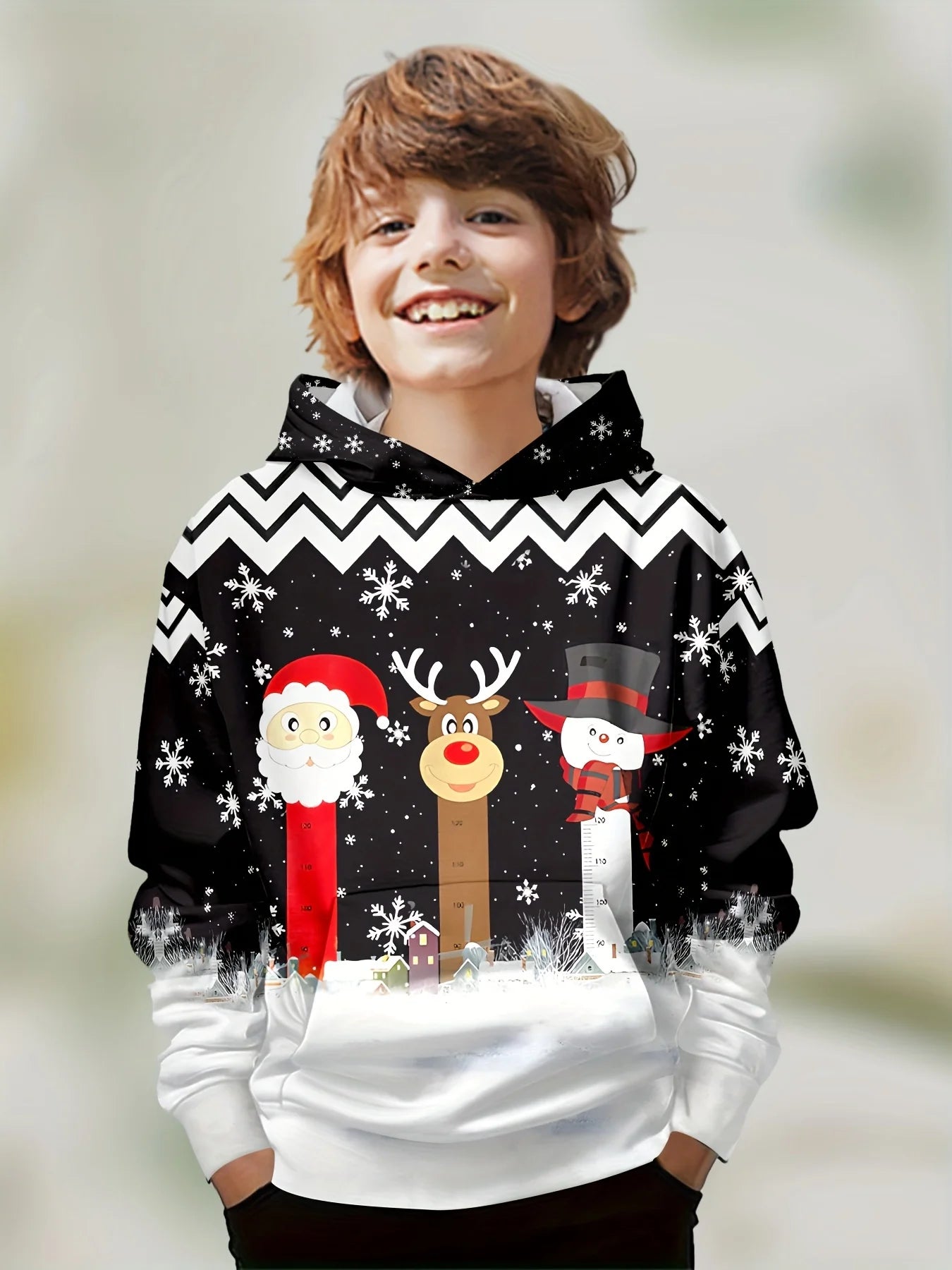 2-12Y Kids Boys Long Sleeve 3D Christmas Print Spring Fall Hoodie