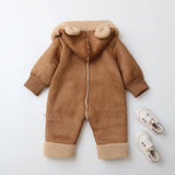 0-2Y Baby Newborn Infant Boy Girl Sherpa Lined Fleece Rompers