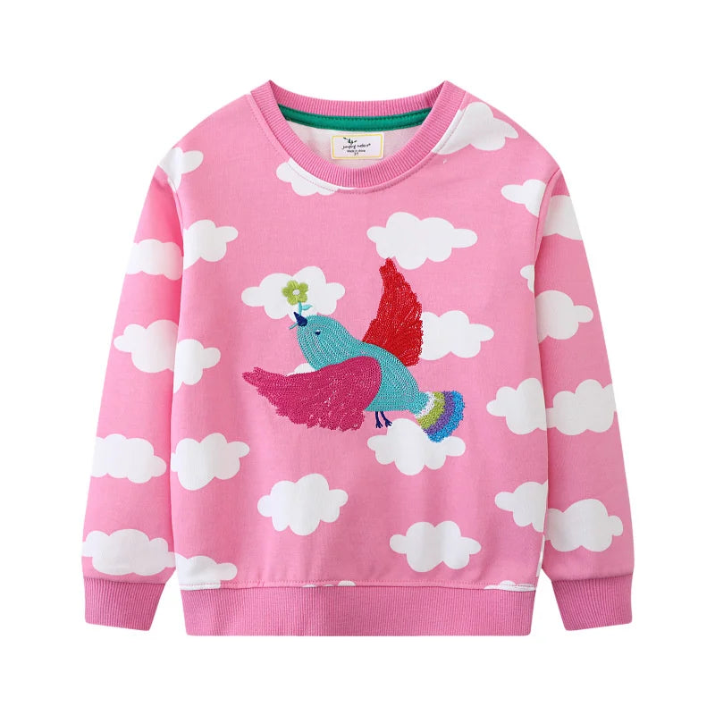 2-7T Fairy Tale Girls Sweatshirts Autumn Spring Long Sleeve Hooded Shirts
