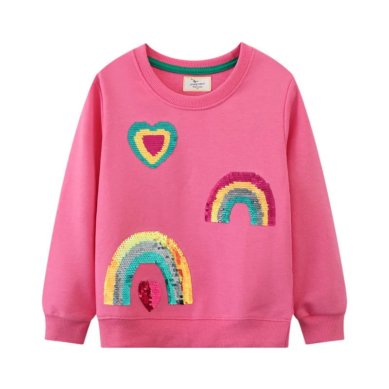 2-7T Fairy Tale Girls Sweatshirts Autumn Spring Long Sleeve Hooded Shirts
