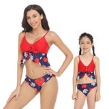 Family Matching Mother Daughter Swimsuits Ruffled Bikini