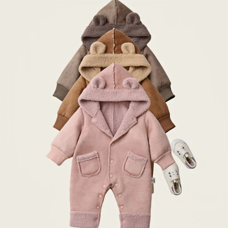 0-2Y Baby Newborn Infant Boy Girl Sherpa Lined Fleece Rompers
