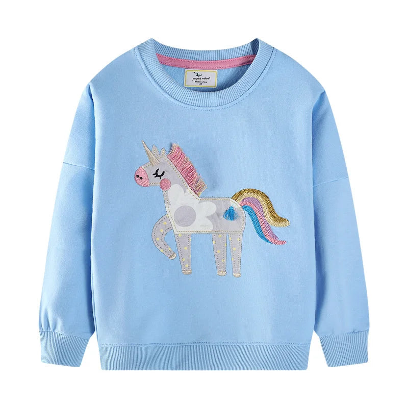 2-7T Fairy Tale Girls Sweatshirts Autumn Spring Long Sleeve Hooded Shirts
