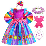 2-9Y Kid Baby Girl Rainbow Candy Costume Cosplay Lollipop Princess Dress