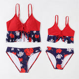Family Matching Mother Daughter Swimsuits Ruffled Bikini