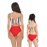 Family Matching Mother Daughter Swimsuits Ruffled Bikini